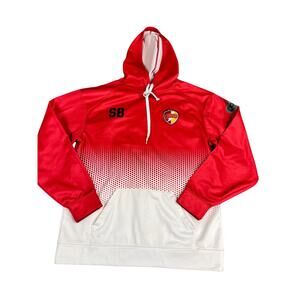 Men's Badger Sport Size Large Red White Ombre Pullover Hoodie Sweatshirt SB Logo